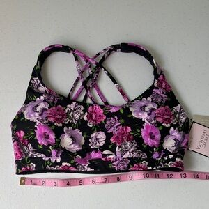 Victoria's Secret Black and Purple Floral Sports Bra